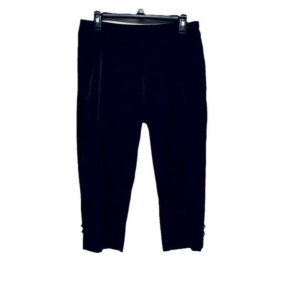 VTG Cache Black Cropped Carpi Pants with Gold Metal Detail at Legs Women's sz 8 - Picture 1 of 5